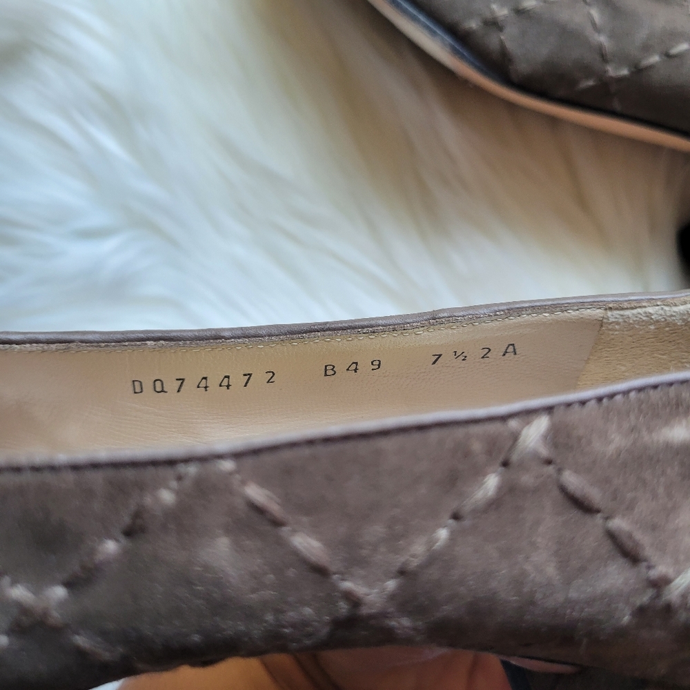 Ferragamo Suede Quilted Block Heel Pumps - Picture 7 of 10